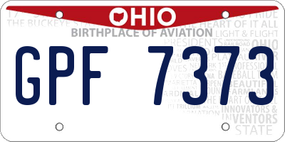 OH license plate GPF7373
