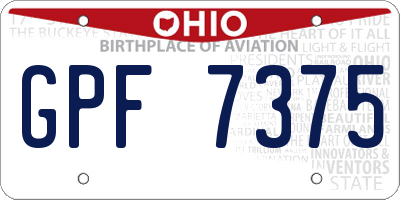 OH license plate GPF7375