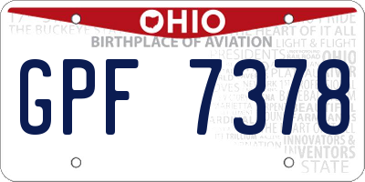 OH license plate GPF7378