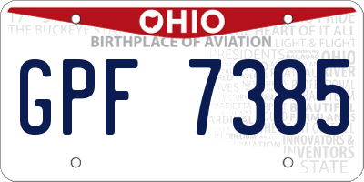 OH license plate GPF7385