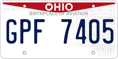 OH license plate GPF7405
