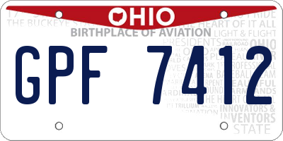 OH license plate GPF7412