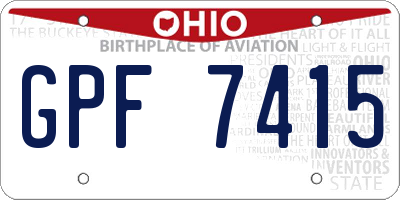 OH license plate GPF7415