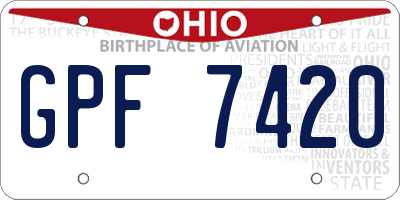 OH license plate GPF7420