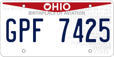 OH license plate GPF7425