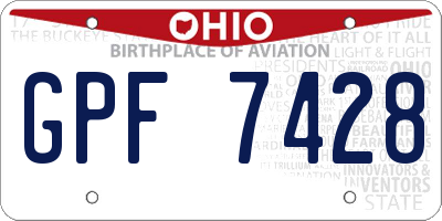 OH license plate GPF7428