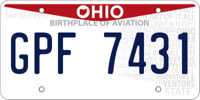 OH license plate GPF7431