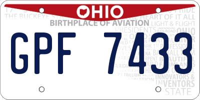 OH license plate GPF7433