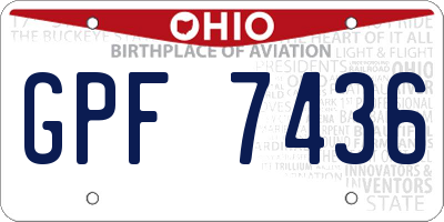 OH license plate GPF7436