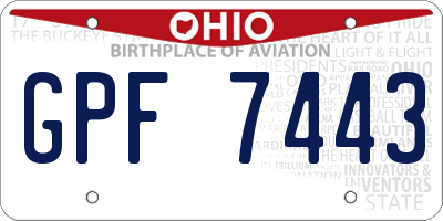 OH license plate GPF7443