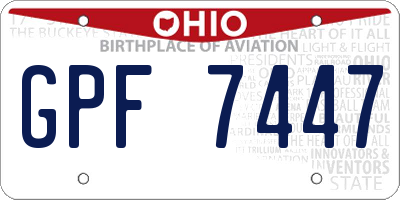 OH license plate GPF7447
