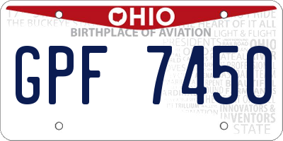 OH license plate GPF7450