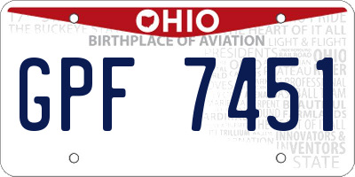 OH license plate GPF7451