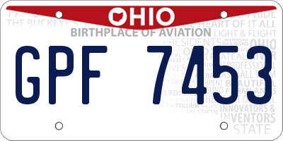 OH license plate GPF7453