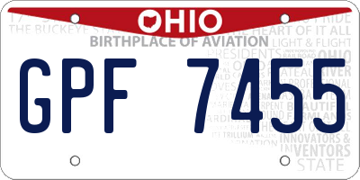 OH license plate GPF7455