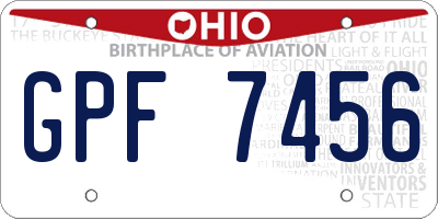 OH license plate GPF7456