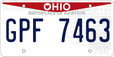 OH license plate GPF7463