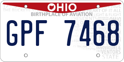 OH license plate GPF7468
