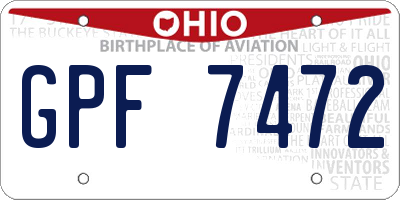 OH license plate GPF7472