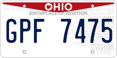OH license plate GPF7475