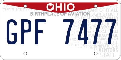 OH license plate GPF7477