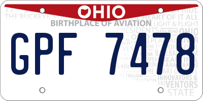 OH license plate GPF7478