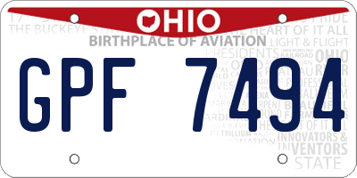 OH license plate GPF7494