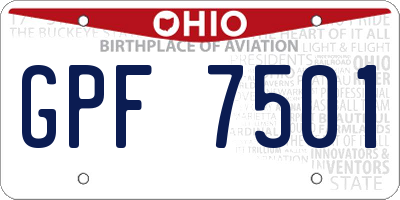 OH license plate GPF7501