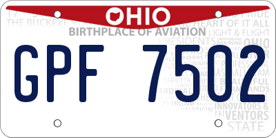 OH license plate GPF7502