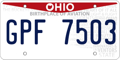 OH license plate GPF7503