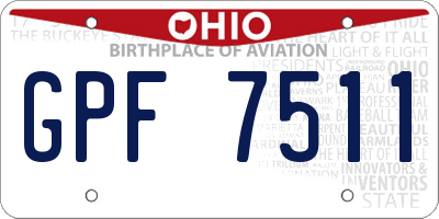 OH license plate GPF7511