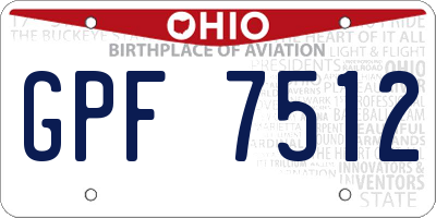 OH license plate GPF7512