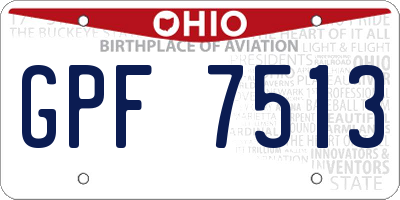 OH license plate GPF7513