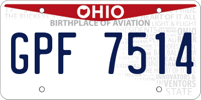 OH license plate GPF7514