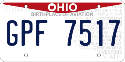 OH license plate GPF7517
