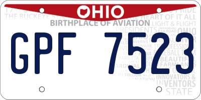 OH license plate GPF7523