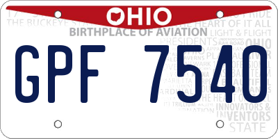OH license plate GPF7540