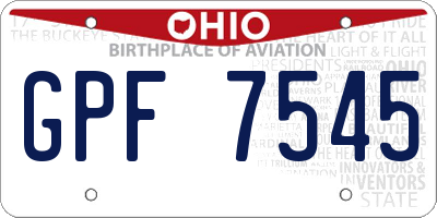 OH license plate GPF7545