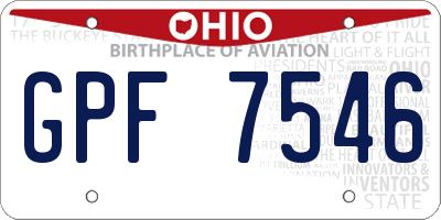 OH license plate GPF7546