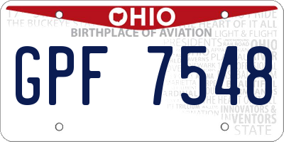 OH license plate GPF7548