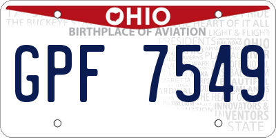 OH license plate GPF7549
