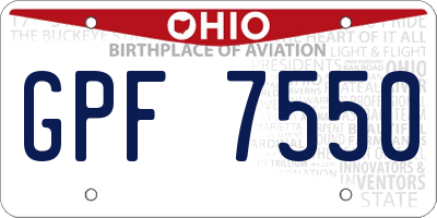 OH license plate GPF7550
