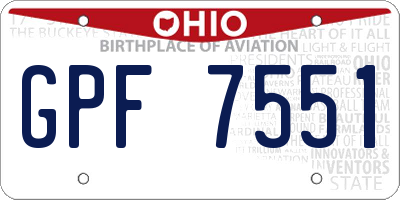 OH license plate GPF7551