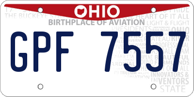 OH license plate GPF7557
