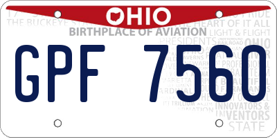 OH license plate GPF7560