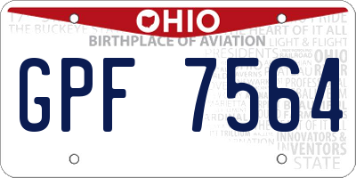 OH license plate GPF7564
