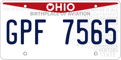 OH license plate GPF7565