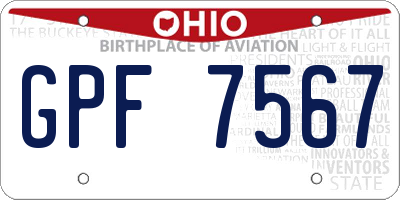 OH license plate GPF7567