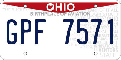 OH license plate GPF7571