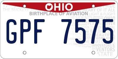 OH license plate GPF7575